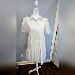 White puff sleeve dress